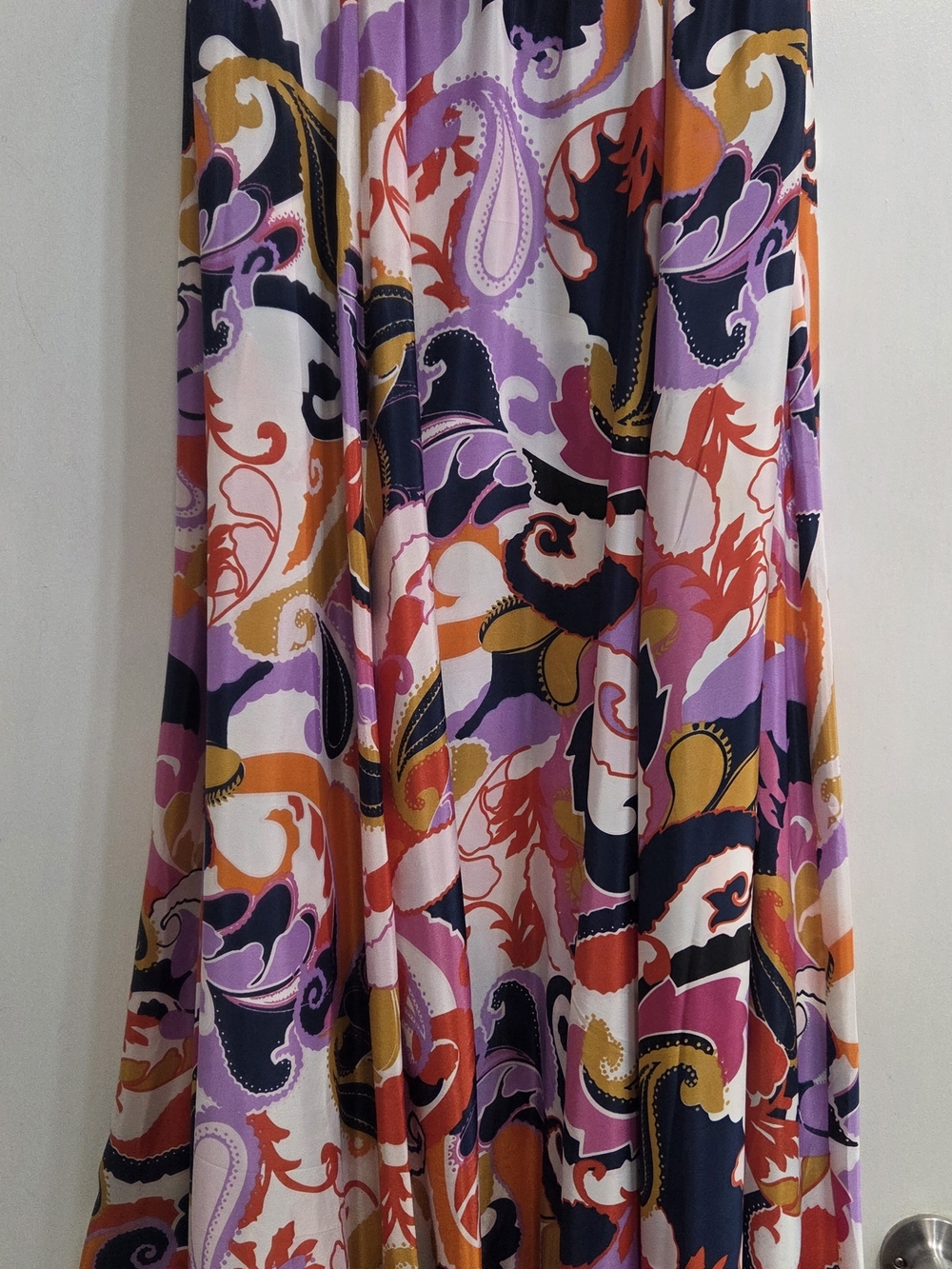 Ashley Stewart Paisley Maxi Skirt in Purple, Orange & Navy